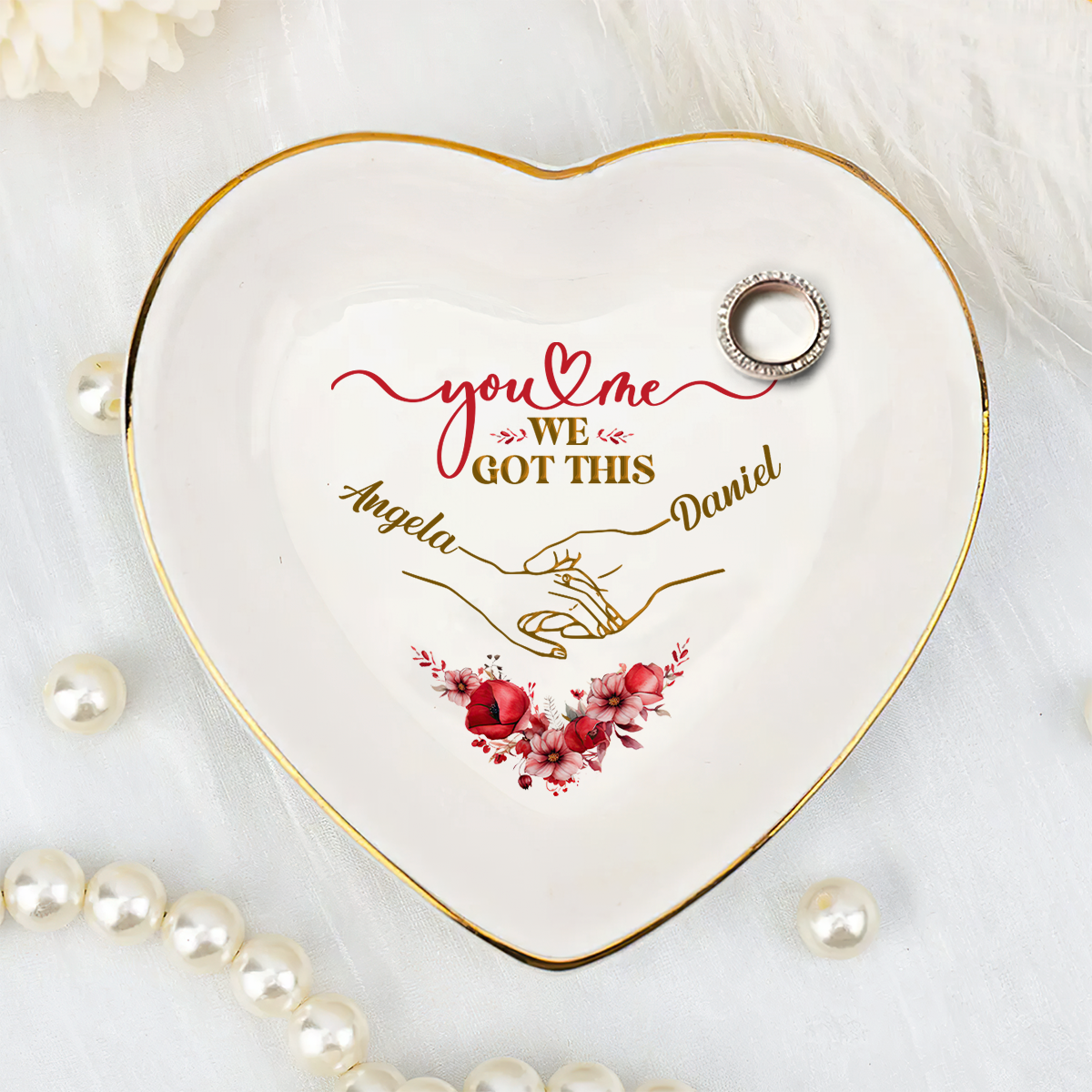 You And Me We Got This - Personalized Heart Shaped Jewelry Dish