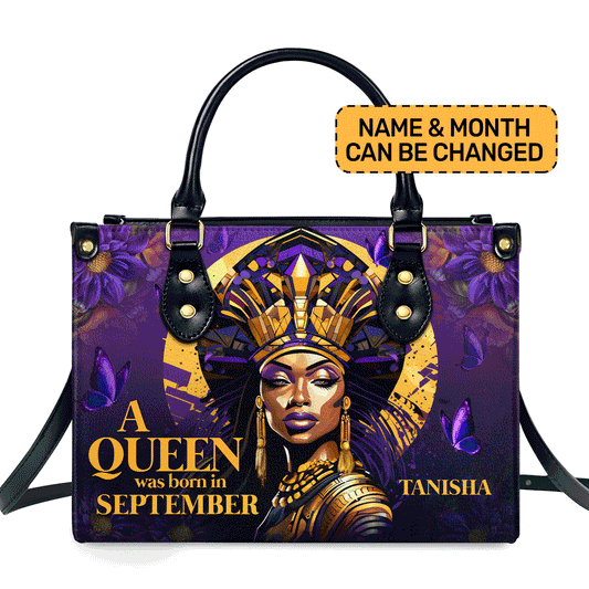 A Beautiful Queen - Personalized Purple Leather Handbag STB58