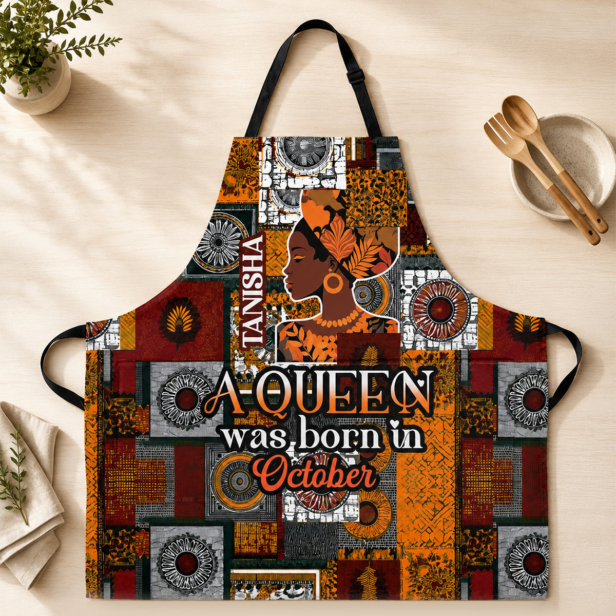 A Beautiful Queen - Personalized Apron With Pocket