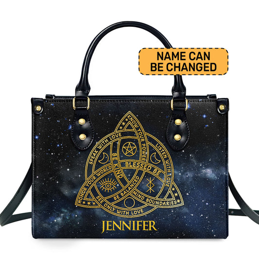 The Triquetra With Affirmations - Personalized Leather Handbag STB219