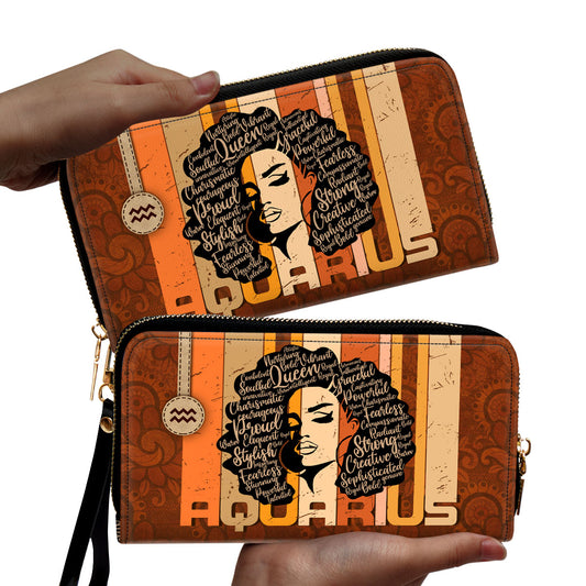 Horoscope Girl - Personalized Leather Clutch Purse STB156NO