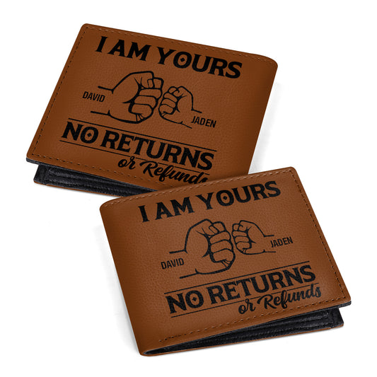 We Are Yours No Returns Or Refunds - Personalized Leather Folded Wallet