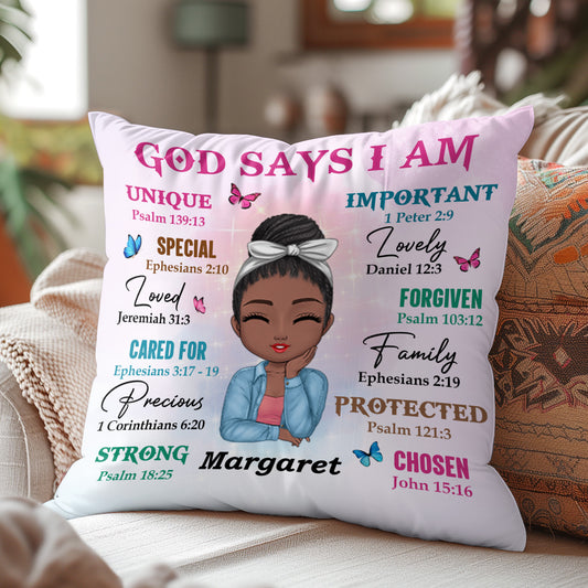 God Says I Am - Personalized Pillow