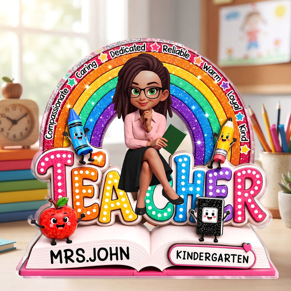Teacher Teach Love Inspire - Personalized Custom Shaped Acrylic Plaque