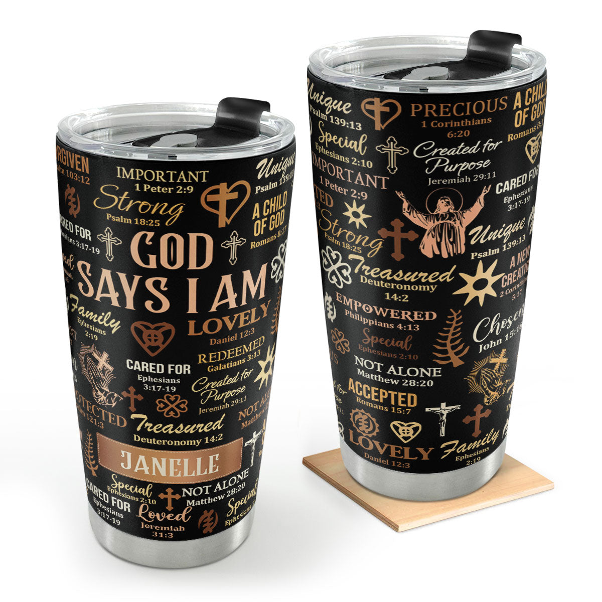 God Says I Am - Personalized Stainless Steel Tumbler