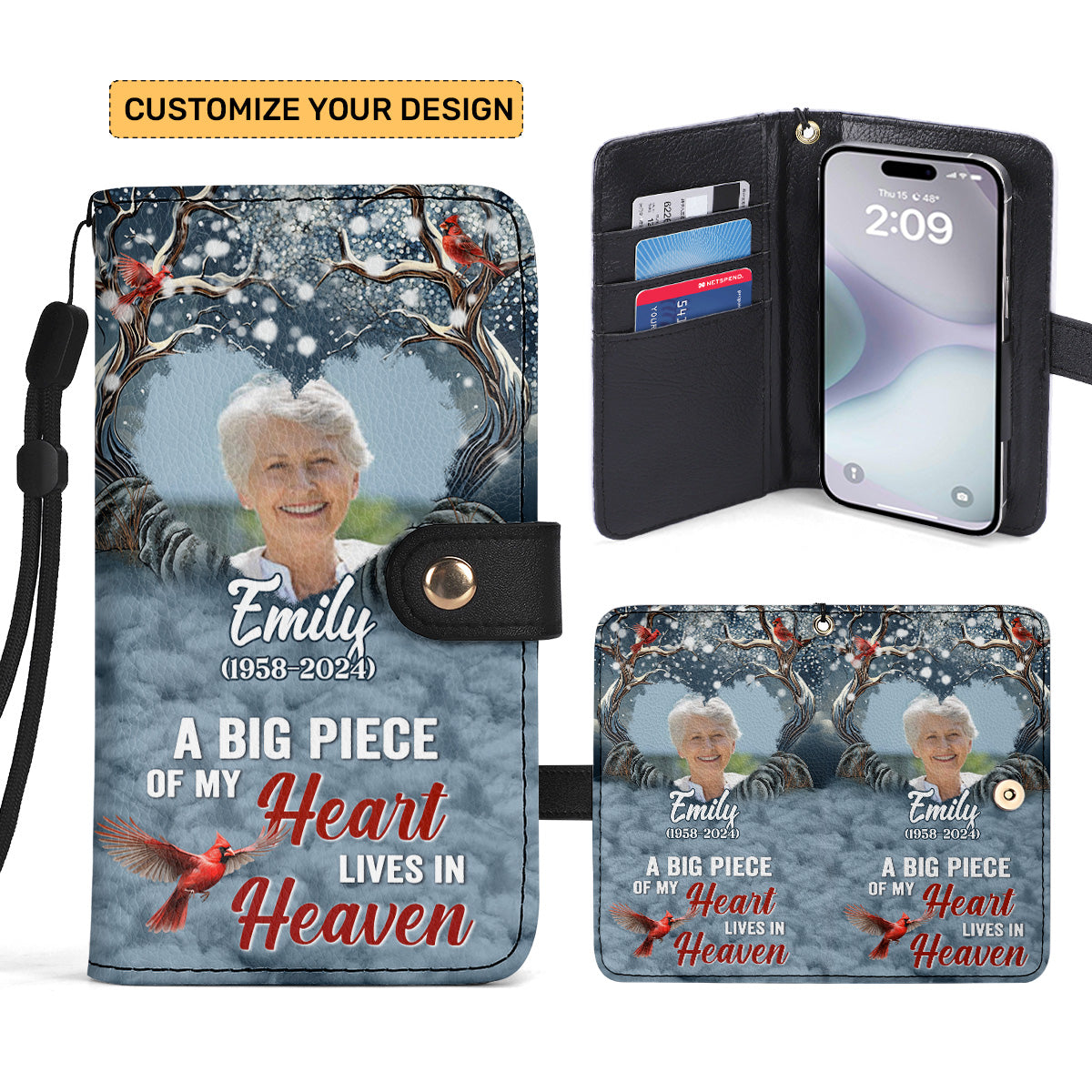 A Big Piece Of My Heart Lives In Heaven - Personalized Wallet Case SBWACLTN1318M