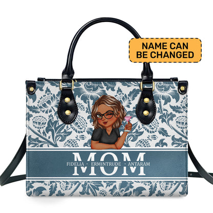 Grandma Mom Floral - Personalized Leather Handbag SBLHBLPA1410D