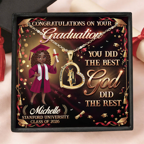 You Did The Best God Did The Rest - Personalized Graduation Girl Necklace