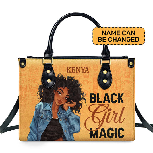 Black Girl Magic - Personalized Leather Handbag SBS01