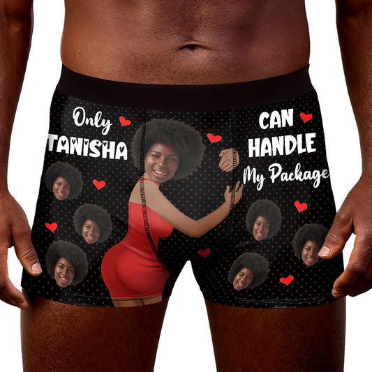 Only Her Handle My Package - Personalized Men's Boxer Briefs