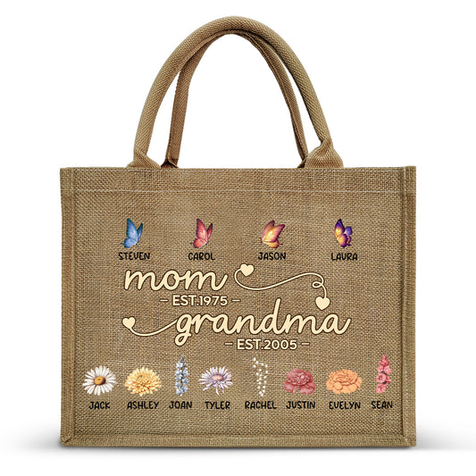 Mom Grandma Garden - Personalized Jute Tote Bag