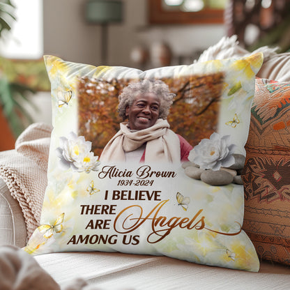 I Believe There Are Angels Among Us - Personalized Crystal Velvet Pillow