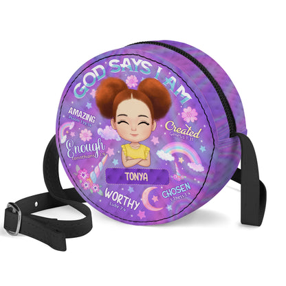 God Says I Am - Personalized Kid Round Purse SBCRBLM1167L