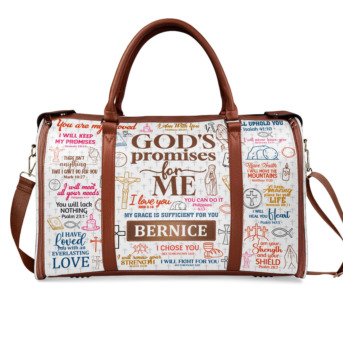 God Promises For Me - Personalized Leather Duffle Bag