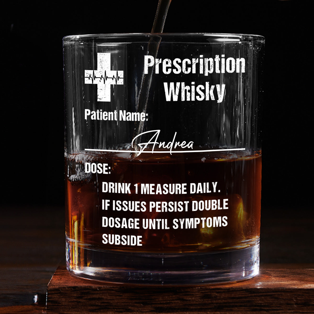 Prescription Whisky - Personalized Round Whiskey Glass