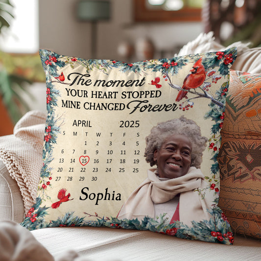 The Moment Your Heart Stopped Mine Changed Forever - Personalized Crystal Velvet Pillow