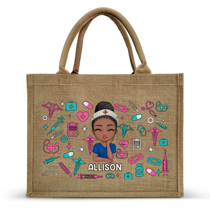 Nurse - Personalized Jute Tote Bag