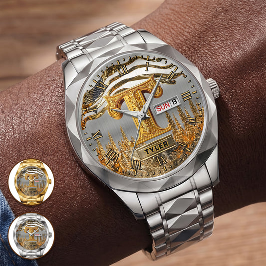Name Initial Alphabet - Personalized Men's Wrist Watch