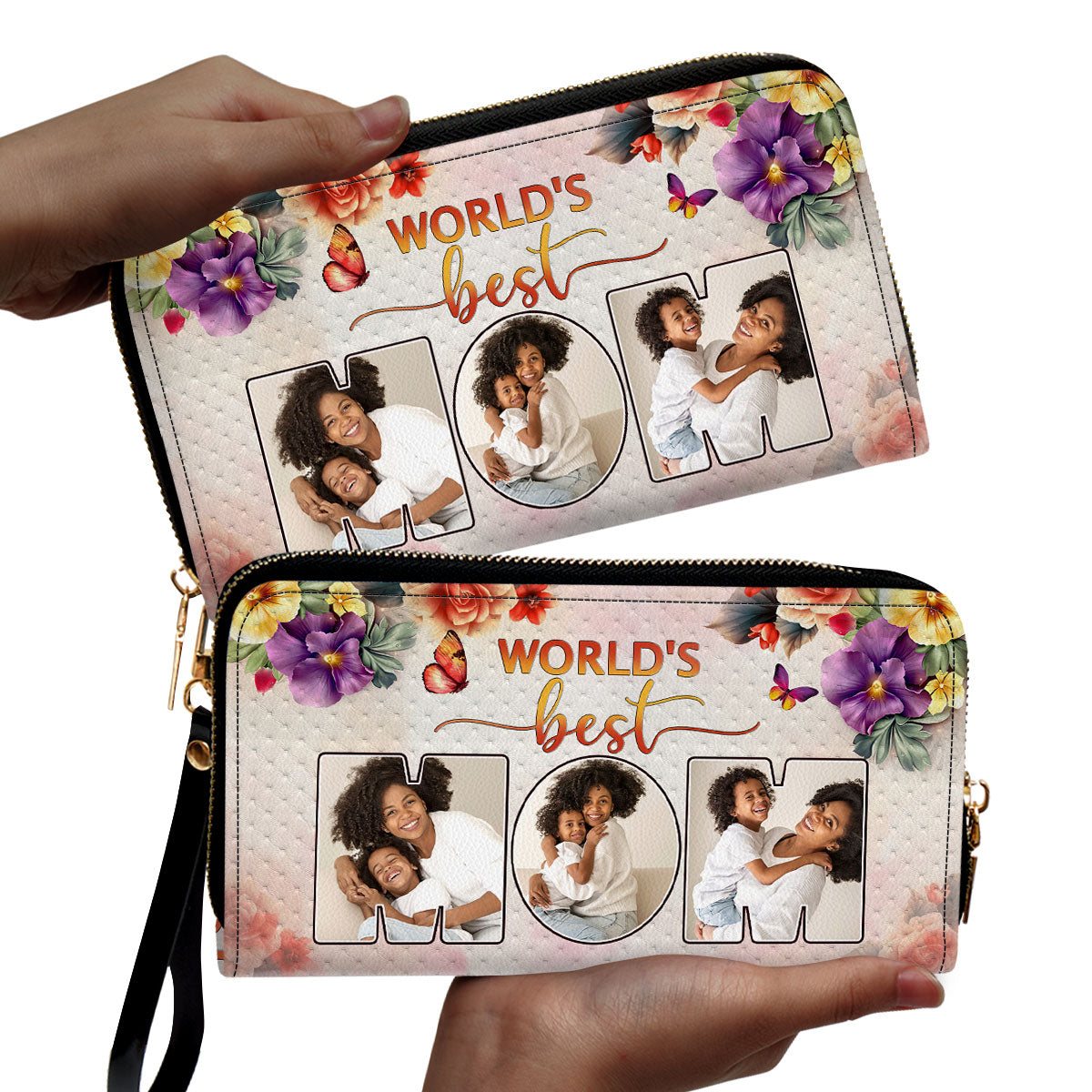 World's Best Mom - Personalized Leather Clutch Purse SBCPLM2251T