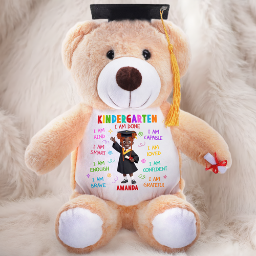 Kindergarten I Am Done - Personalized Graduation Teddy Bear