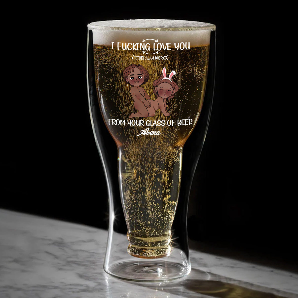 I Love You - Personalized Inverted Beer Glass