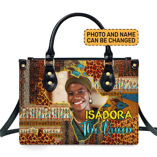 Africa Map Pattern - Personalized Leather Handbag SBLHBLN1101L