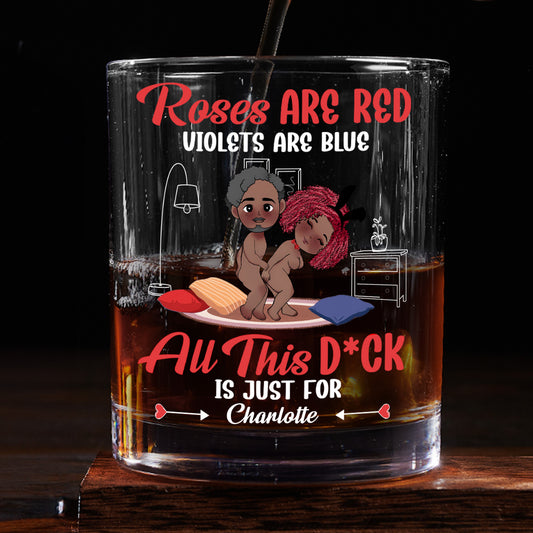 Roses Are Red Violets Are Blue - Personalized Round Whiskey Glass