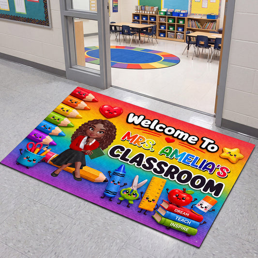 Back To School Gift For Teacher Colorful Pencils  - Personalized Doormat