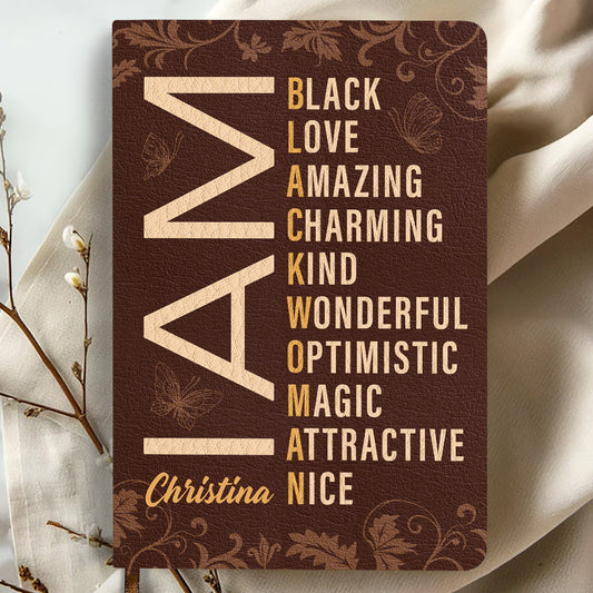 I Am Black Woman - Personalized Leather Cover Notebook