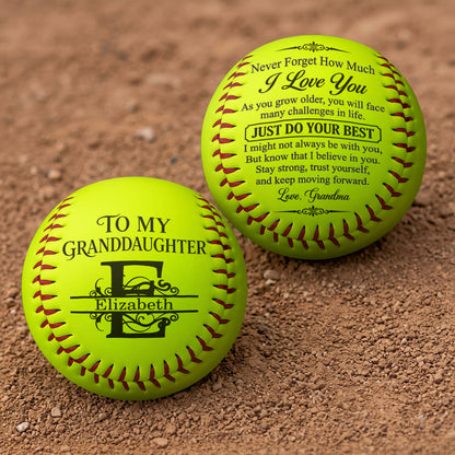 To My Granddaughter Never Forget How Much I Love You - Personalized Softball