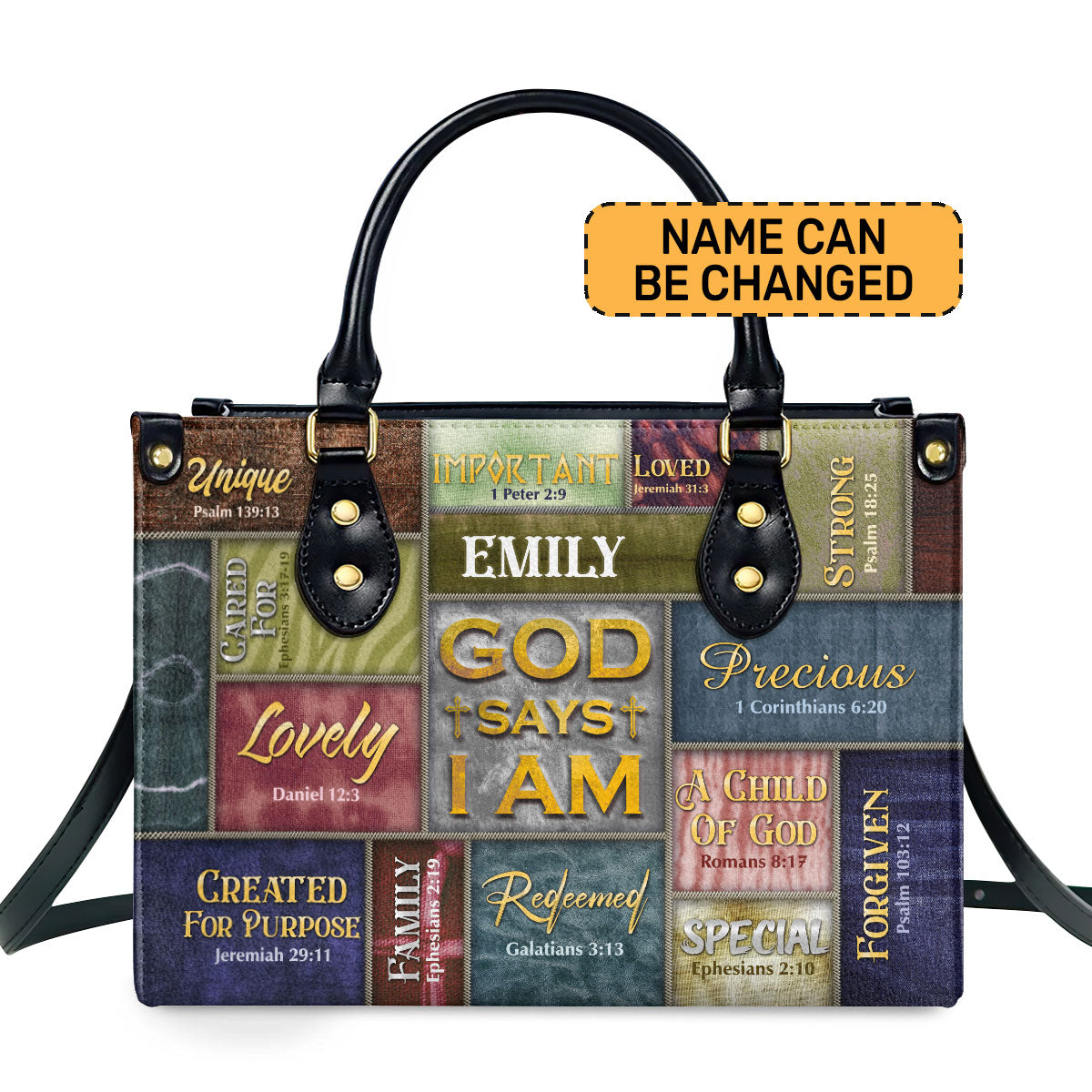 God Says I Am - Personalized Leather Handbag SBLHBPHA773M