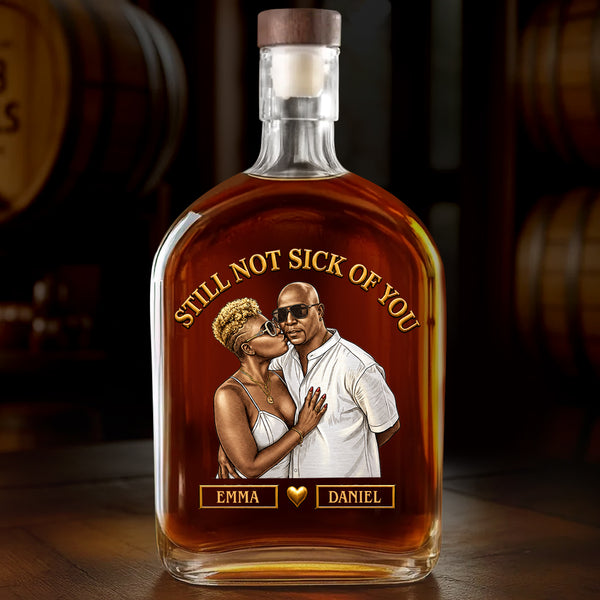 Custom Photo Husband Wife Couple Anniversary Gift Forever & Always - Personalized Whiskey Bottle