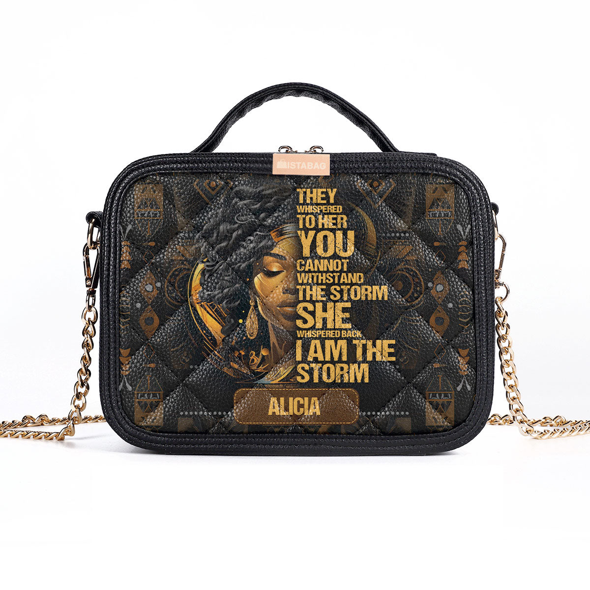 I Am The Storm - Personalized Diamond Grid Stitching Bag SBDGSBLM1922D