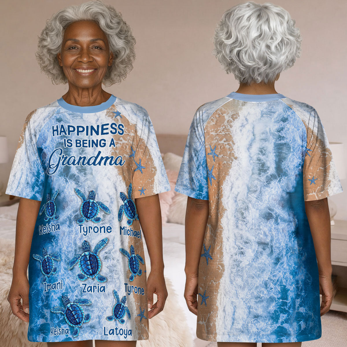 Happiness Is Being A Grandma - Personalized Sleep Tee