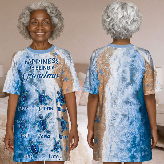 Happiness Is Being A Grandma - Personalized Sleep Tee
