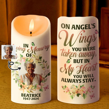 On Angel's Wings You Were Taken Away - Personalized Flameless LED Candle