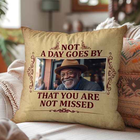 Not A Day Goes By That You Are Not Missed - Personalized Crystal Velvet Pillow