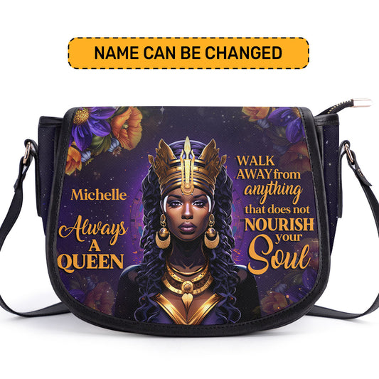 Always A Queen - Personalized Leather Saddle Cross Body Bag STB68
