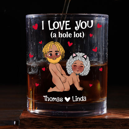 I Love You - Personalized Round Whiskey Glass