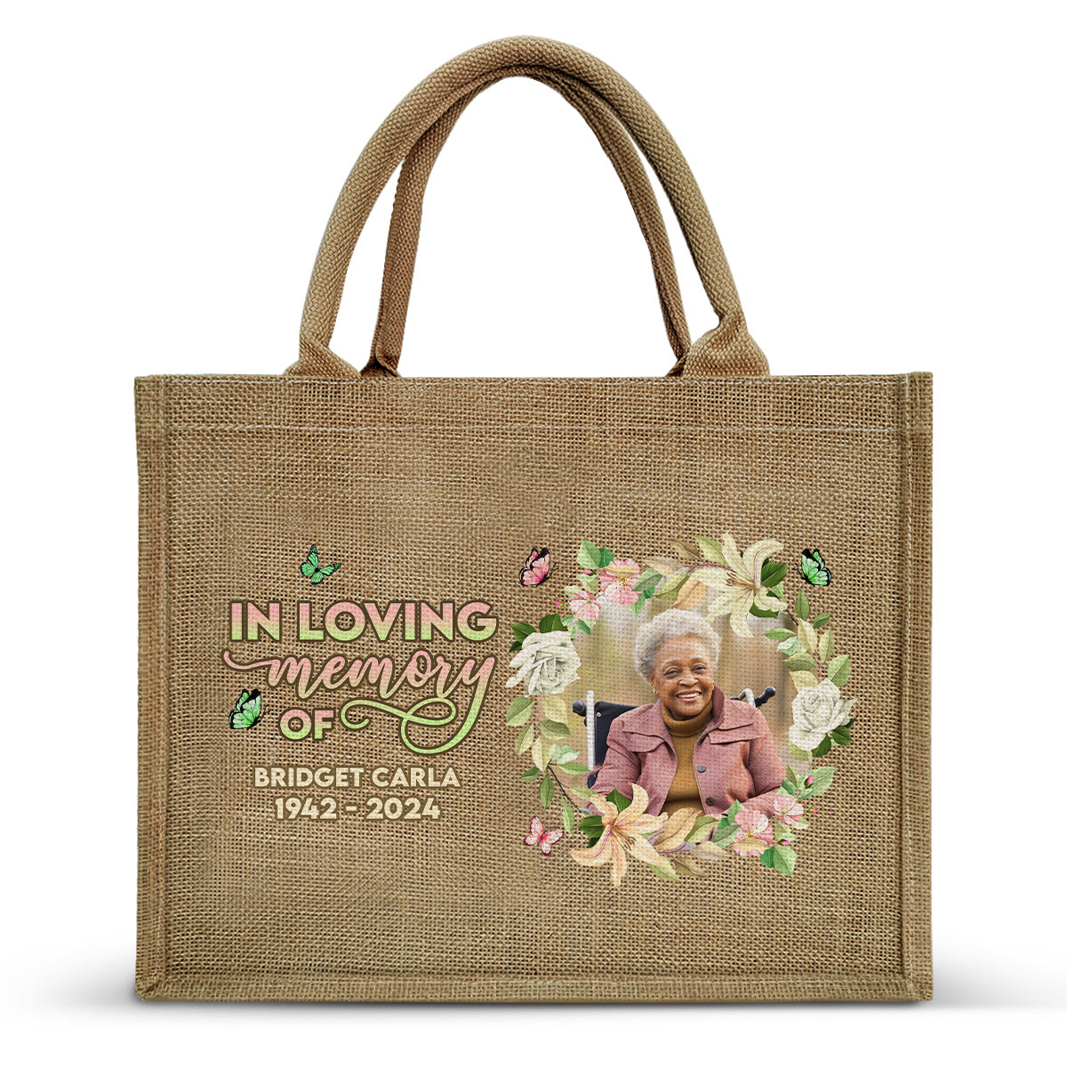 In Loving Memory - Personalized Jute Tote Bag