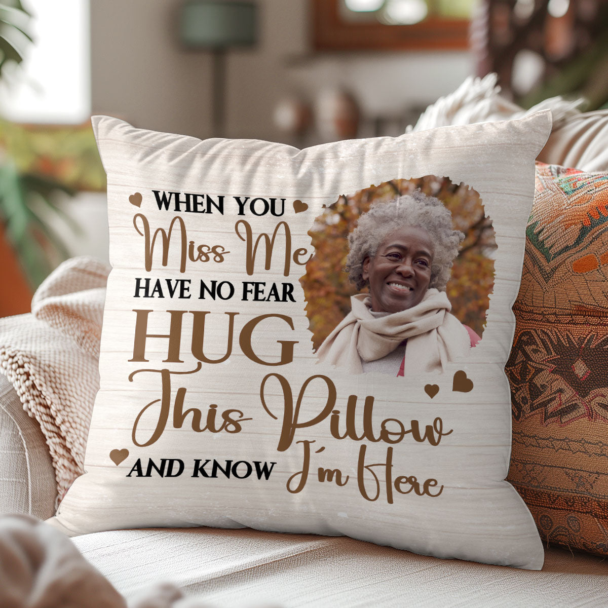 When You Miss Me Have No Fear - Personalized Crystal Velvet Pillow