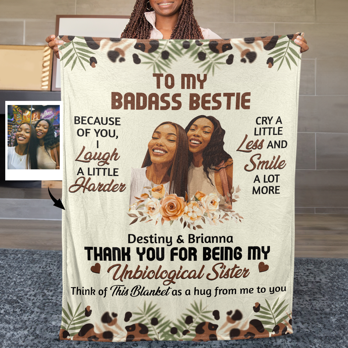 Thank You For Being My Bestie - Personalized Fleece Blanket