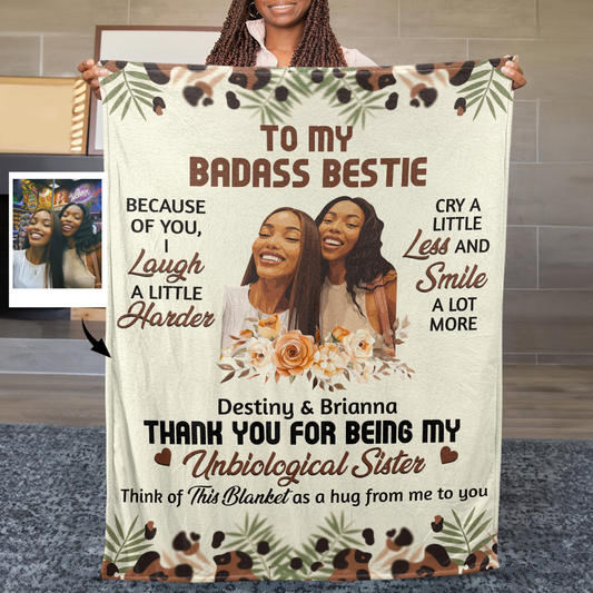 Thank You For Being My Bestie - Personalized Fleece Blanket