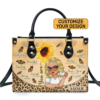 You Are Sunflower - Personalized Leather Handbag SBLHBLN1466L