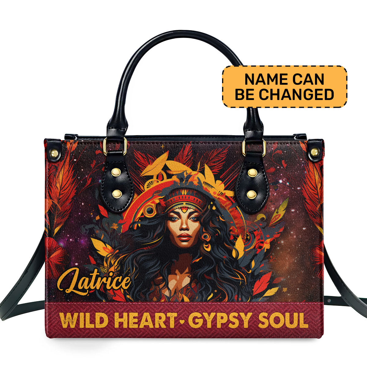 Wild Heart Gipsy Soul - Personalized Leather Hand Bag STB88