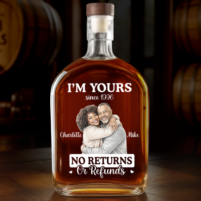 Custom Photo Colored Pencil Sketch I'm Yours Forever - Personalized Whiskey Bottle