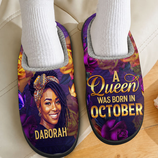 Custom Photo A Beautiful Queen - Personalized Flat Warm Slippers