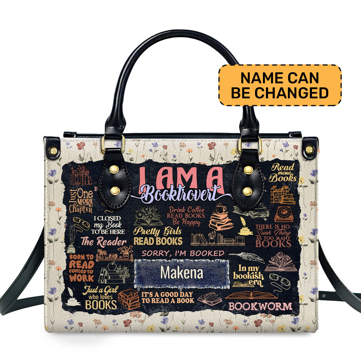 I Am A Booktrovert - Personalized Leather Handbag SBLHBLM965T