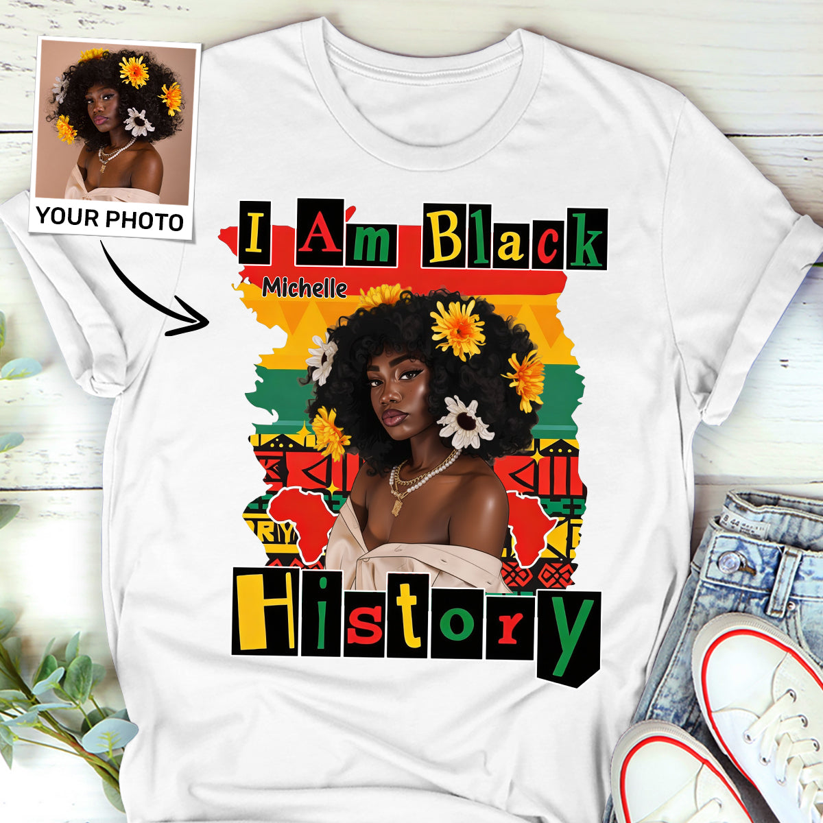 I Am Black History - Personalized 2D Unisex T-shirt