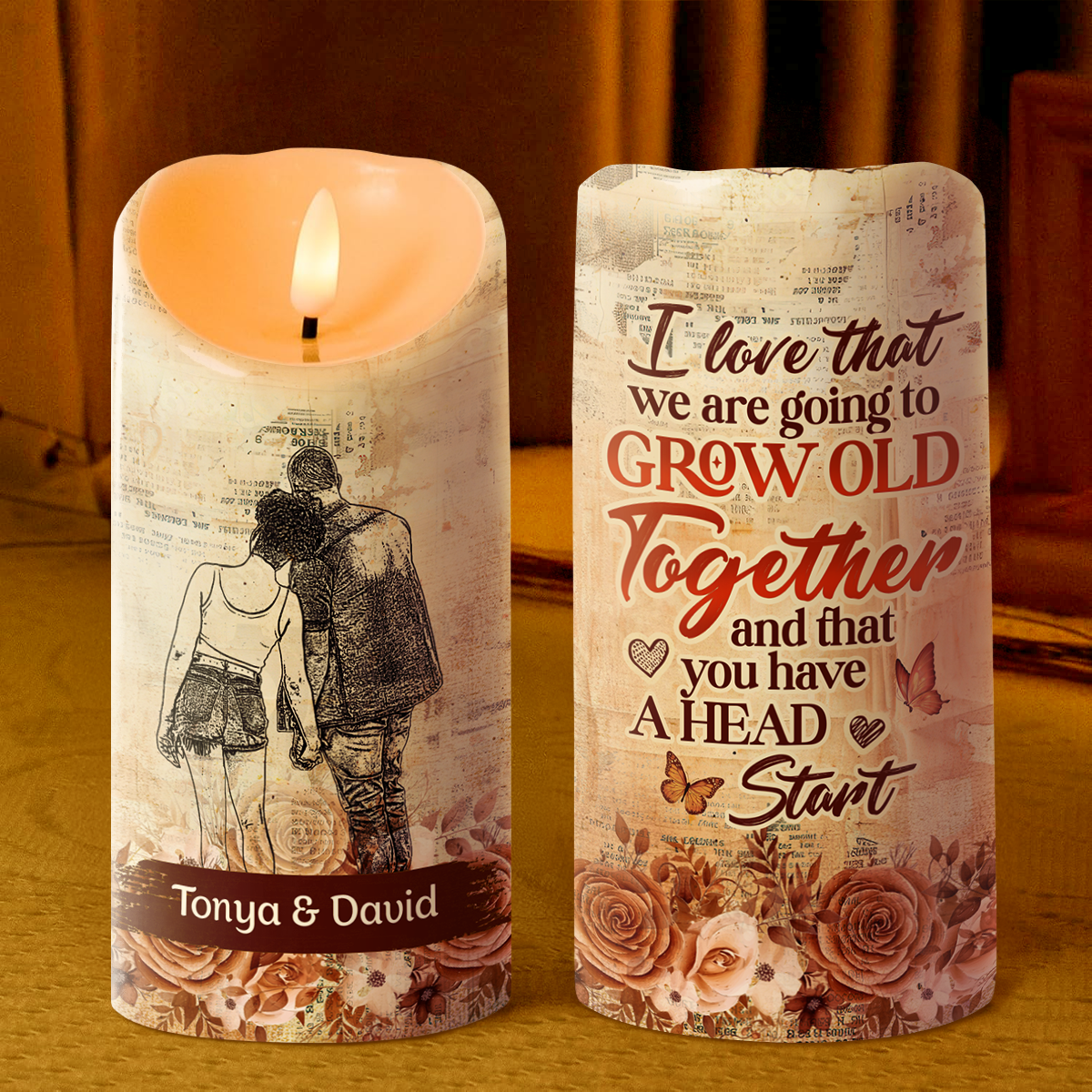 I Love That We Are Going To Grow Old Together - Personalized Flameless LED Candle